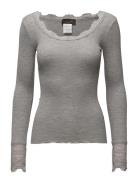 Rosemunde Rwbenita Ls O-Neck Lace T-Shirt Grå