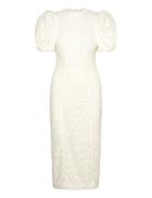 ROTATE Birger Christensen Lace Midi Fitted Dress Vit