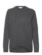 Straight O-Neck Sweater Tops Knitwear Jumpers Grey Davida Cashmere