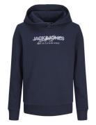 Jack & J S Jjalvis Sweat Hood Jnr Marinblå