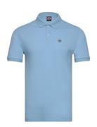 Mens Knitted Shirt Tops Polos Short-sleeved Blue Colmar