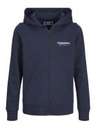 Jack & J S Jjalvis Sweat Zip Hood Jnr Marinblå