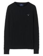 GANT Stretch Cotton Cable C-Neck Svart