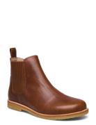Booties - Flat - With Elastic Shoes Chelsea Boots Brown ANGULUS