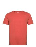 Mouliné O-Neck Tee S/S Tops T-shirts Short-sleeved Orange Lindbergh