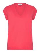 Cc Heart V-Neck T-Shirt Tops T-shirts & Tops Short-sleeved Pink Coster...