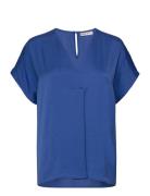 Rindaiw Top Tops Blouses Short-sleeved Blue InWear