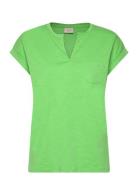Fqviva-V-Ss-Pocket-Basic Tops T-shirts & Tops Short-sleeved Green FREE...