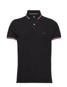 Tommy Tipped Slim Polo Tops Polos Short-sleeved Black Tommy Hilfiger
