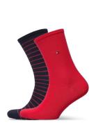 Tommy Hilfiger Th Women Sock 2P Small Stripe Röd