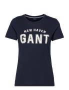 Logo Ss T-Shirt Tops T-shirts & Tops Short-sleeved Blue GANT