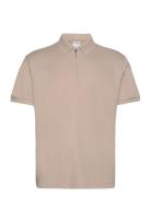 Selected Homme Slhfave Zip Ss Polo Noos Kräm