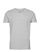 Mens Stretch V-Neck Tee S/S Tops T-shirts Short-sleeved Grey Lindbergh
