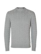 Selected Homme Slhryan Structure Crew Neck Grå