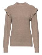 Object Objmalena L/S Ruffle Pullover Beige