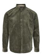 Anerkjendt Akleif Corduroy Shirt Khaki Green