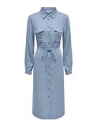 ONLY Onlcaro Ls Linen Shirt Dress Cc Pnt Blå