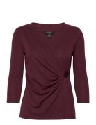 Lauren Ralph Lauren Stretch Jersey Top Burgundy