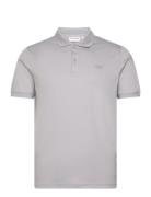 Smooth Cotton Slim Polo Tops Polos Short-sleeved Grey Calvin Klein