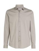 Calvin Klein Poplin Stretch Slim Shirt Beige