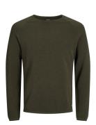 Jack & J S Jjehill Knit Crew Neck Noos Khaki Green