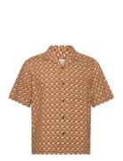 Calvin Klein Bowling Ss Shirt Aop Comf Brun