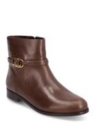 Lauren Ralph Lauren Briela Burnished Leather Bootie Brun