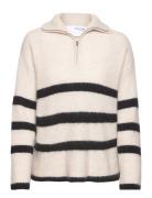 Selected Femme Slfmaline Ls Knit Half Zip Noos Grå