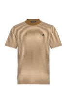 Fine Stripe Tee Tops T-shirts Short-sleeved Khaki Green Fred Perry