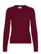 GANT Stretch Cotton Cable C-Neck Burgundy