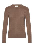 GANT Stretch Cotton Cable C-Neck Brun