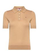 Co Lyocell Button Polo Ss Swt Tops T-shirts & Tops Polos Beige Tommy H...