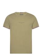 Tommy Logo Tipped Tee Tops T-shirts Short-sleeved Green Tommy Hilfiger