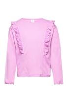Top Long Sleeve Flounce Tops T-shirts Long-sleeved T-shirts Pink Linde...