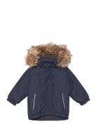 Parka W. Fake Fur Outerwear Shell Clothing Shell Jacket Navy Color Kid...