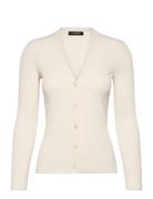 Lauren Ralph Lauren Ribbed V-Neck Cardigan Kräm