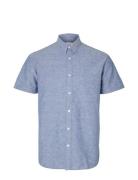 Selected Homme Slhreg-New Linen Shirt Ss Noos Blå