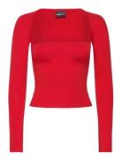 Soft Touch Square Neck Top Tops T-shirts & Tops Long-sleeved Red Gina ...