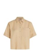 Tommy Hilfiger Linen Ss Shirt Beige