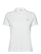 Slim Sheild Cap Sleeve Pique Polo Tops T-shirts & Tops Polos White GAN...