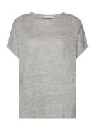 100% Linen T-Shirt Tops T-shirts & Tops Short-sleeved Grey Mango