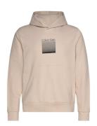 Calvin Klein Ombre Embroidered Logo Hoodie Beige