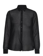 D1. Icon G Cot Silk Shirt Tops Shirts Long-sleeved Black GANT