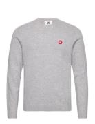 Tay Badge Lambswool Jumper Tops Knitwear Round Necks Grey Double A By ...