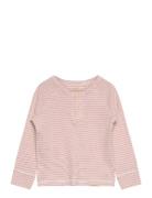 Striped Long Sleeve Grandad Tops T-shirts Long-sleeved T-shirts Pink C...