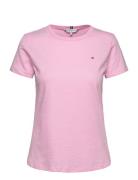 1985 Slim Slub C-Nk Ss Tops T-shirts & Tops Short-sleeved Pink Tommy H...