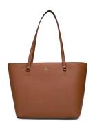 Lauren Ralph Lauren Crosshatch Leather Medium Karly Tote Brun