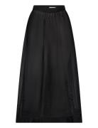 Malina Hayden Pleated Wide Organza Midi Skirt Svart