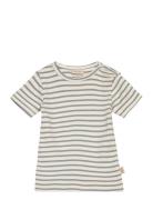 Petit Piao T-Shirt S/S Modal Striped Blå