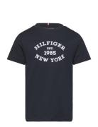 Tommy Hilfiger Monotype Flock Regular Tee Ss Marinblå